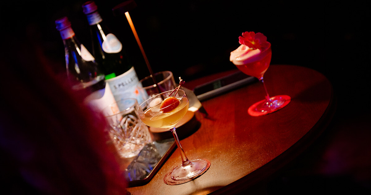 Private event bar with signature cocktails at The Piano Bar Prague